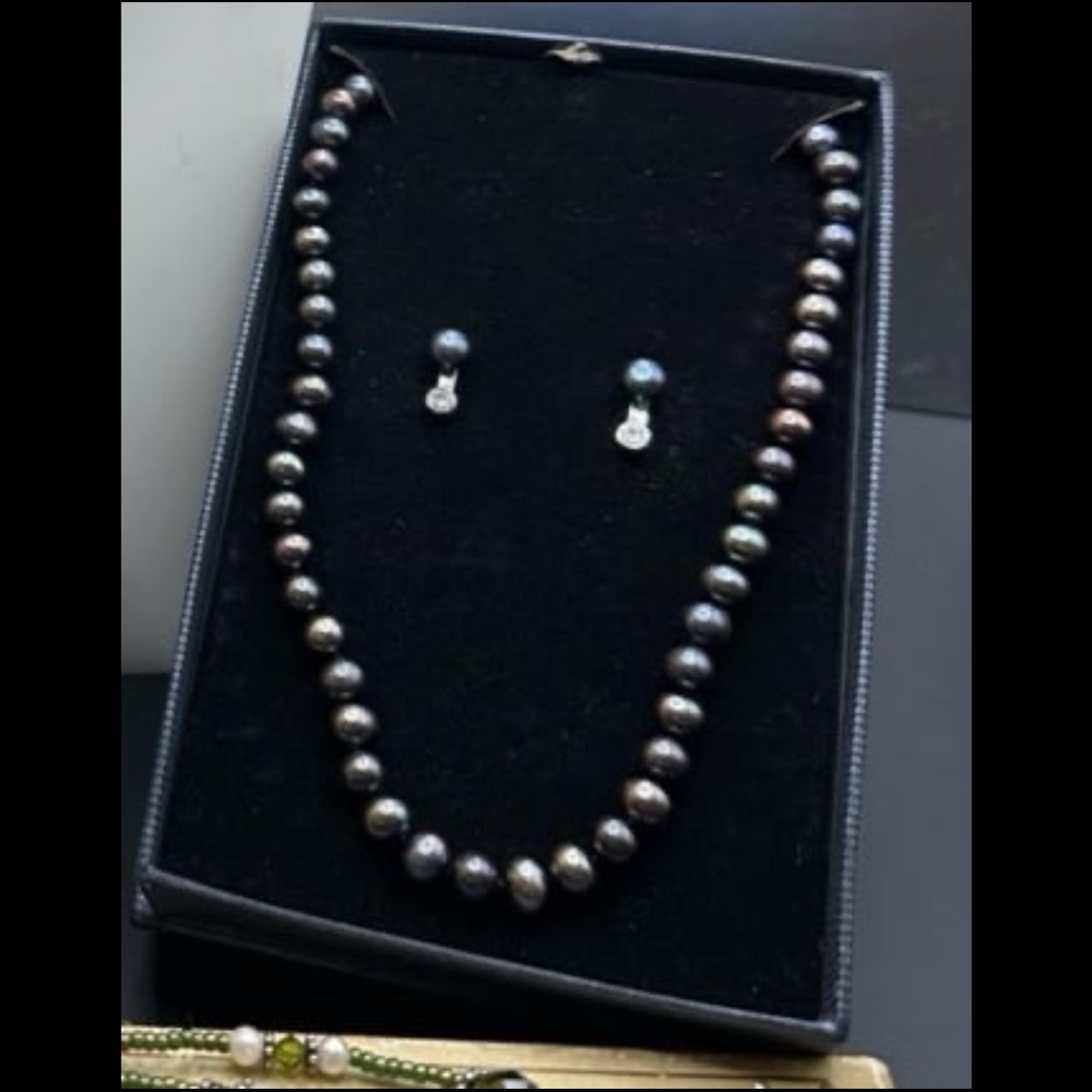 Vintage Orfevrerie Wiskemann Peacock Pearl Necklace Set